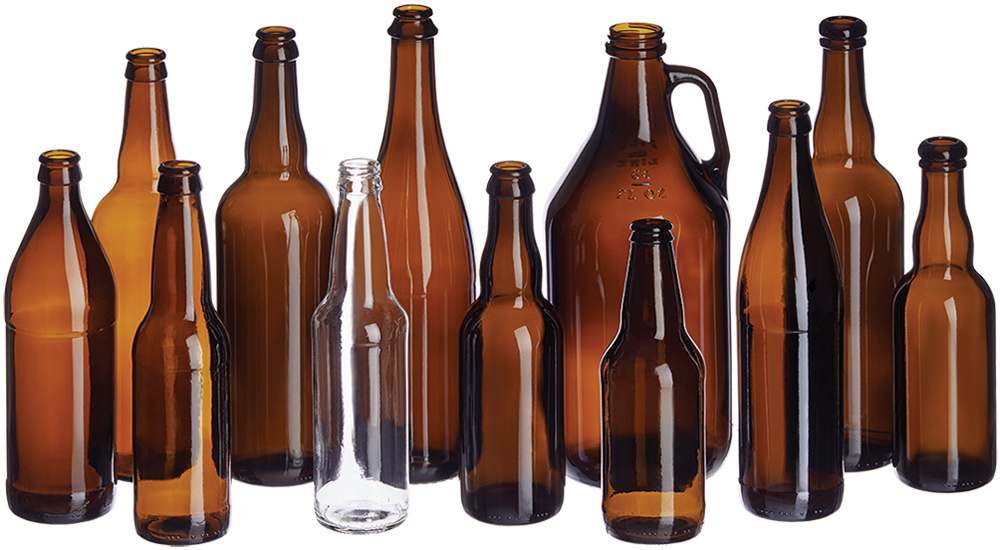 Glass beer bottles collection