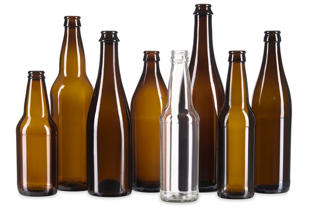 Glass beer bottles collection