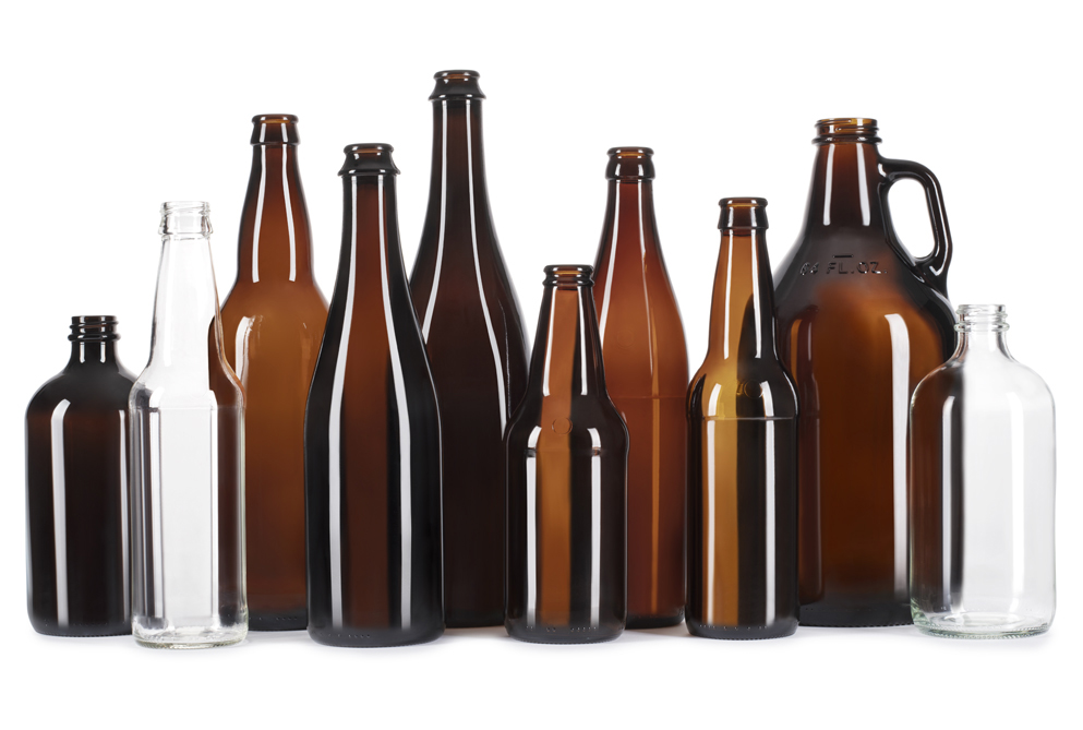 Glass beer bottles collection